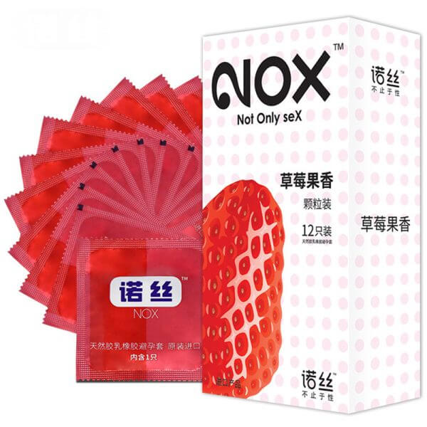 NOX Strawberry Dot Fun Condom Condom | buy Adult toys Online at 18Plus World Malaysia